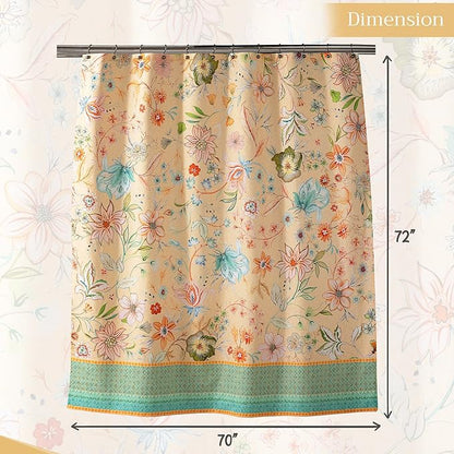 Maison d' Hermine Shower Curtain 100% Cotton One Panel 70"x72" Washable Fabric Shower Curtains for Bathroom, Easy Hanging with 12 Button Holes - Home Hotel Easter Gifts (Luxury Loft - Peach)