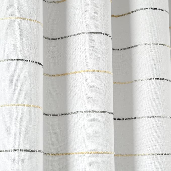 Lush Decor Ombre Stripe Yarn Dyed Cotton Shower Curtain, 72" W x 72" L, Navy & Multi - Fabric Shower Curtains - Striped Bathroom Curtain - Farmhouse & Coastal Decor