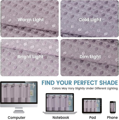 EUTXL Heavyweight Lavender No Hook Shower Curtain with Snap in Liner,256GSM Waffle Weave Shower Curtains for Bathroom,71W x 74H