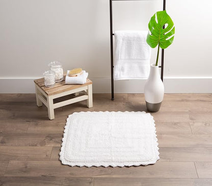 DII Crochet Collection Reversible Bath Mat, Square, 24x24, White