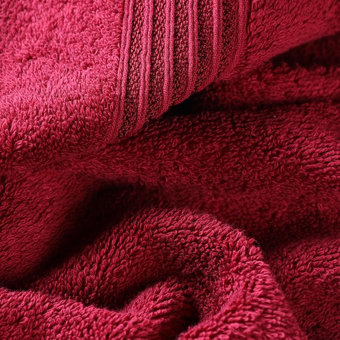 SUPERIOR Egyptian Cotton 3-Piece Towel Set, Basic Towels for Bathroom, Home Decor, Guest Bath, Shower, Apartment, Included 1 Face, 1 Hand, 1 Bath Towel, Washcloth, Quick Dry, Burgundy