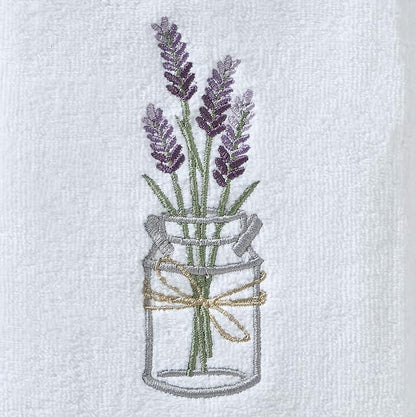 SKL Home by Saturday Knight Ltd. Lavender Hand Towel (2-Pack), White , 16x25 | Soft, decorative velour. For use in the bathroom, kitchen or bar & makes a great gift.
