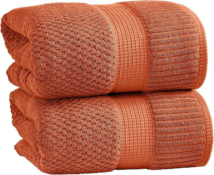 2 Pack Oversized Bath Towels 100% Cotton | Clay Towels | Oeko‑TEX Standard 100 | Soft & Absorbent, Quick‑Dry | Trinity Collection - Baked Clay