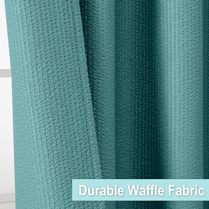 Extra Long Turquoise Shower Curtain 72 x 96 Inch, 3D Embossed Texture Fabric Bathroom Shower Curtain, Large Hotel Bath Curtain with 12 Holes, Washable Cloth Shower Curtains