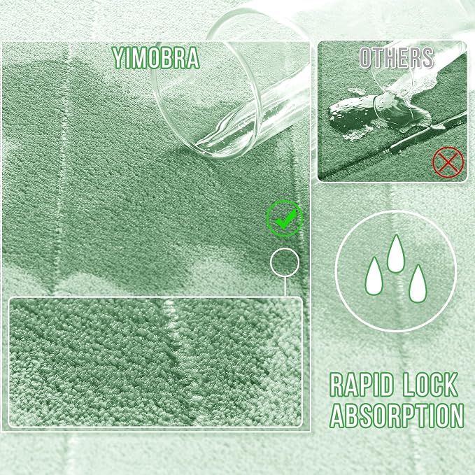 Yimobra Long Bath Mat 44"x24", Super Soft Quick Dry Memory Foam Bathroom Rug, Water Absorbent, Non Slip Backing Machine Washable for Tub Shower, Thick Comfort Support, Pale Green