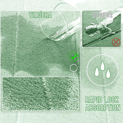 Yimobra Long Bath Mat 44"x24", Super Soft Quick Dry Memory Foam Bathroom Rug, Water Absorbent, Non Slip Backing Machine Washable for Tub Shower, Thick Comfort Support, Pale Green