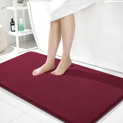 OLANLY Memory Foam Bathroom Runner Rugs 44x24, Absorbent Long Mat, Burgundy | Soft Quick Dry Bath Rugs, Non-Slip Carpet, Machine Washable Mat for Bathroom Floor, Tub and Shower, Home Decor Accessories