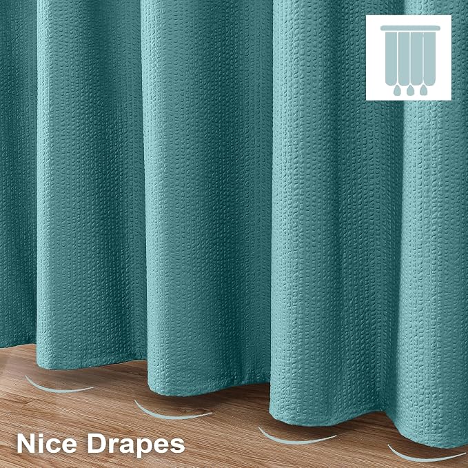 Berry Turquoise Shower Curtain, Embossed Textured Fabric Shower Curtain for Bathroom - Soft Cloth & Hotel Spa Luxury, Water Repellent, Machine Washable Shower Curtain, 72X72