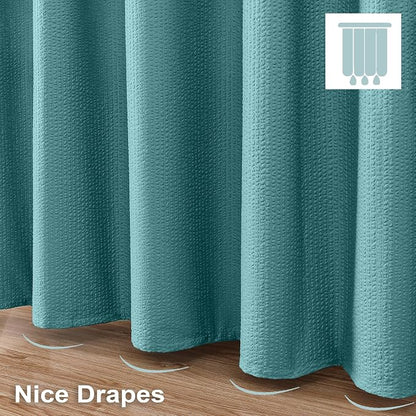 Berry Turquoise Shower Curtain, Embossed Textured Fabric Shower Curtain for Bathroom - Soft Cloth & Hotel Spa Luxury, Water Repellent, Machine Washable Shower Curtain, 72X72