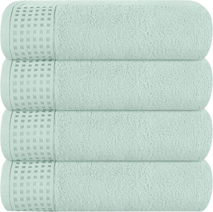 GLAMBURG Ultra Soft 4 Pack Oversized Bath Towel Set 27x54 inches, 100% Cotton Bath Towels, Highly Absorbant Compact Quickdry & Lightweight Towel, Ideal for Gym Travel Camp Pool - Sea Green