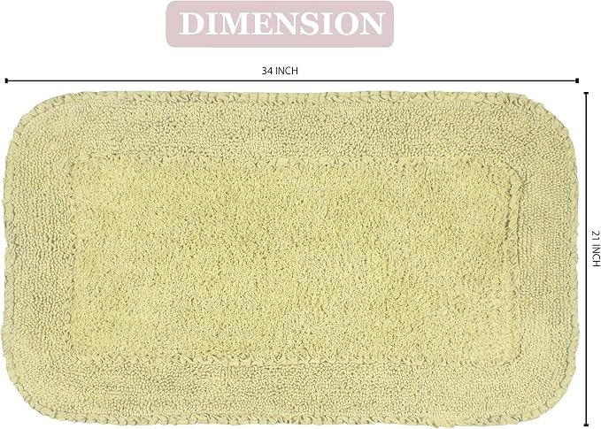 Home Weavers Radiant Collection 100% Cotton Bathroom Rugs Set, Machine Washable Rug, Extra Soft and Absorbent Bath Rug, Kitchen Mat, Bath Mat Set, Bath Floor Mat Non Slip, 21"x34" Rectangle, Green
