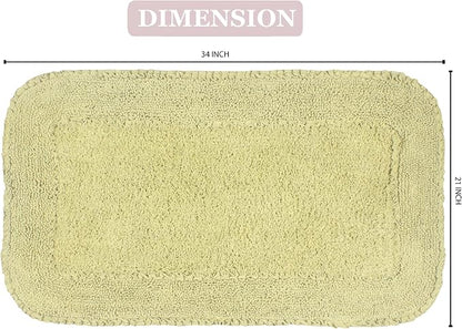 Home Weavers Radiant Collection 100% Cotton Bathroom Rugs Set, Machine Washable Rug, Extra Soft and Absorbent Bath Rug, Kitchen Mat, Bath Mat Set, Bath Floor Mat Non Slip, 21"x34" Rectangle, Green