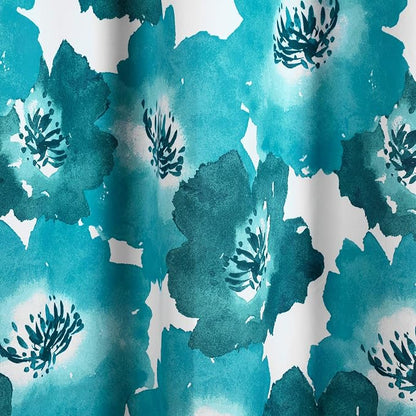 Lush Decor Julie Floral Insulated Grommet Room Darkening Window Curtain Panels Pair 38"W x 84"L Blue & Teal - Floral Curtains For Bedroom Or Living Room