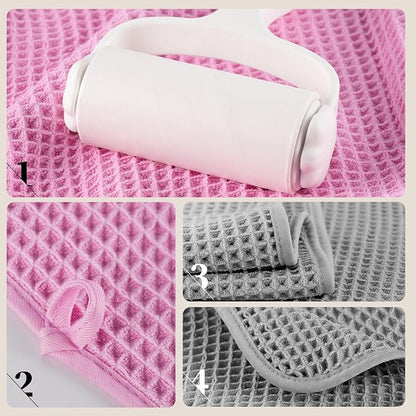 POLYTE 430 GSM Poly Blend Microfiber Quick Dry Waffle Bath Towel, 30x60 in | 4 Pack, Oversize, Lint Free, Body Towel