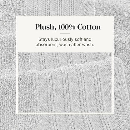 Modern Threads 6 Piece Cotton Bath Towel Set – Ultra Soft 550 GSM Towels – Bathroom Set with Hand Towels and Washcloths – Geometric (Silver Cloud)