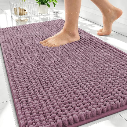 OLANLY Thick Chenille Absorbent Bathroom Rugs Mat 30x20, Deep Plum | Soft Bath Rugs, Rubber Backing, Machine Wash Dry, Bath Mats for Bathroom, Tub and Shower, Home Decor Accessories