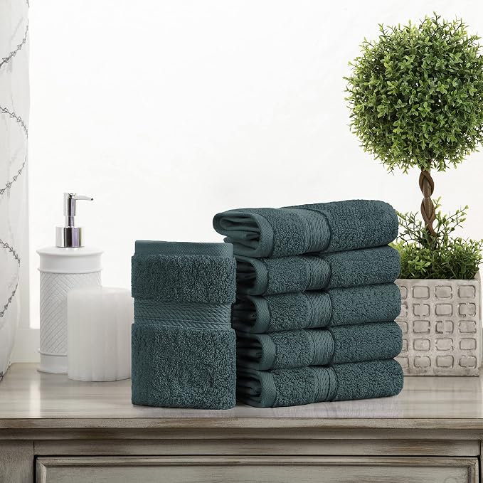 Superior Egyptian Cotton Plush & Absorbent, Face Towel Set of 6, Teal | Quick Dry, Soft Luxury Towel Set, Bath Essentials for Bathroom, Guest Bath, Spa, 2 Piece Face, Madeline Towels