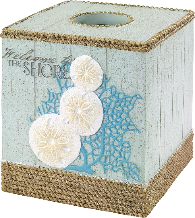 Avanti Linens - Tissue Box Cover, Guest Bathroom Essentials, Beach Inspired Home Decor (Beachcomber Collection)