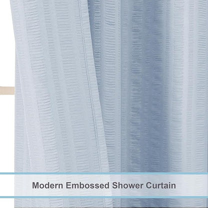 Aiyufeng Glacier Blue Shower Curtain for Bathroom, Embossed Textured Fabric Shower Curtain for Bathroom - Soft Cloth & Hotel Spa, Machine Washable, 36X72,Glacier Blue