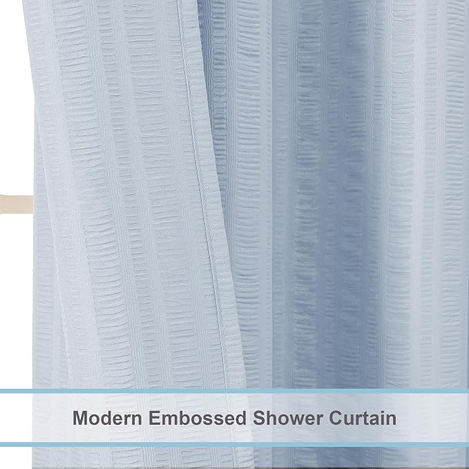 Aiyufeng Glacier Blue Shower Curtain for Bathroom, Embossed Textured Fabric Shower Curtain for Bathroom - Soft Cloth & Hotel Spa, Machine Washable, 36X72,Glacier Blue