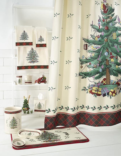 Spode - Shower Curtain Hooks, Holiday Bathroom Accessories, Set of 12 (Spode Christmas Tree Tartan Collection)