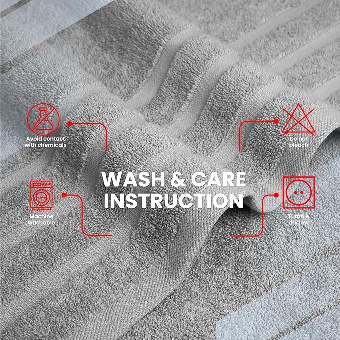 Infinitee Xclusives 100% Ring-Spun Cotton Bath Towels for Bathroom - Pack 2 | Luxury Super Soft, Absorbent & Quick-Drying |27x54 inches| Large Bathroom Towels Set |600 GSM| Gym, Shower, Spa & Hotel Use