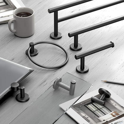 Gatco 4242MX Latitude II Towel Ring | Modern Hand Towel Holder for Bathroom | Stylish Decorative Hardware, Heavy Duty Metal, EZ Ancor Mounting | Matte Black