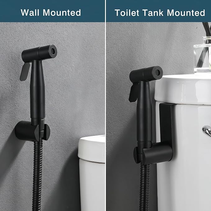 Premium Handheld Bidet Spray for Toilet | Adjustable Water Pressure | Leak-Proof Stainless Steel Toilet Bedit Sprayer | Muslim Shower | Cloth Diaper Washer Extra 1 Bidet Sprayer (Black)