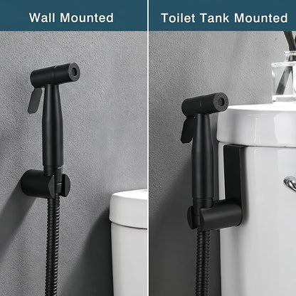Premium Handheld Bidet Spray for Toilet | Adjustable Water Pressure | Leak-Proof Stainless Steel Toilet Bedit Sprayer | Muslim Shower | Cloth Diaper Washer Extra 1 Bidet Sprayer (Black)