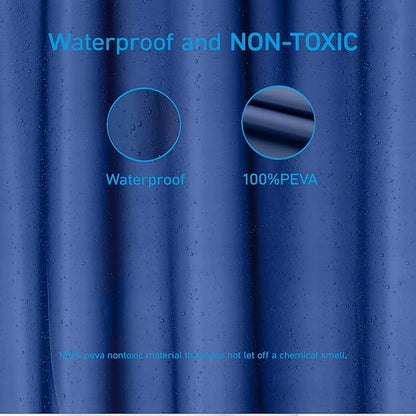 EHZNZIE Shower Curtain Liner Light Weight PEVA, Shower Liner 72x72 Inches, Waterproof, No Chemical Smell with 12 Rust Proof Metal Grommets for Bathroom Shower Curtain, Navy Blue