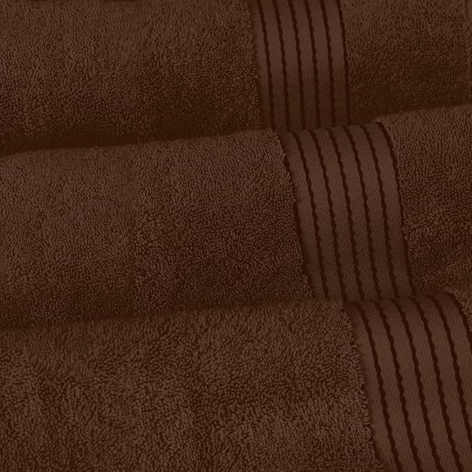 Elegant Comfort Premium Cotton 6-Piece Towel Set, Includes 2 Washcloths, 2 Hand Towels and 2 Bath Towels, 100% Turkish Cotton - Highly Absorbent and Super Soft Towels for Bathroom, Brown