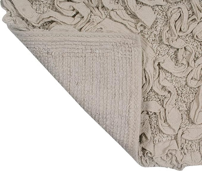 Home Weavers Bell Flower Collection 100% Cotton Tufted Bath Rugs, Extra Soft and Absorbent Bath Rugs, Non-Slip Bath Mats, Machine Washable, Bath Mats for Bathroom Floor and Tub, 25"x25" Heart, Linen