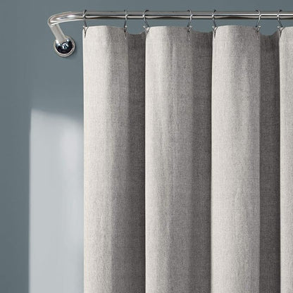Lush Decor Nantucket Yarn Dyed Cotton Blend Tassel Fringe Shower Curtain Single 72" W x 72" L Gray - Gray Shower Curtains for Bathroom Curtain