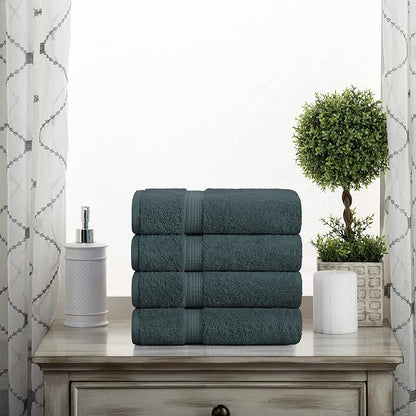 Superior Egyptian Cotton Plush & Absorbent, Hand Towel Set of 4, Teal | Quick Dry, Soft Luxury Towel Set, Bath Essentials for Bathroom, Guest Bath, Spa, 4 Piece Set, Madeline Towels