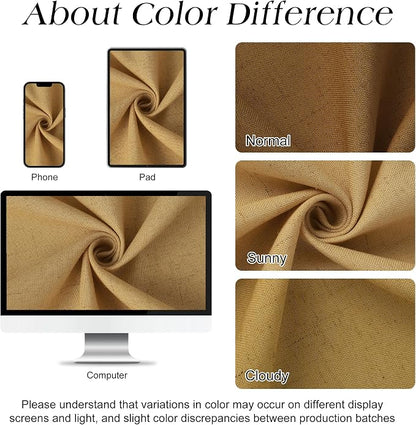 Gold Linen Shower Curtains 78 Inches Long, Tall Country Boho Farmhouse Shower Curtains for Bathroom Natural Cloth Weighted Fabric Bath Curtain with Hooks, 72x78
