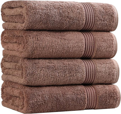 Superior Egyptian Cotton 4-Piece Bath Towel Set for Shower, Bath, Spa, Resort, Hotel, Soft Body Towels, Airbnb Essentials, Apartment, Dorm, Quick Dry, Absorbent, Bathroom Basics, Mocha