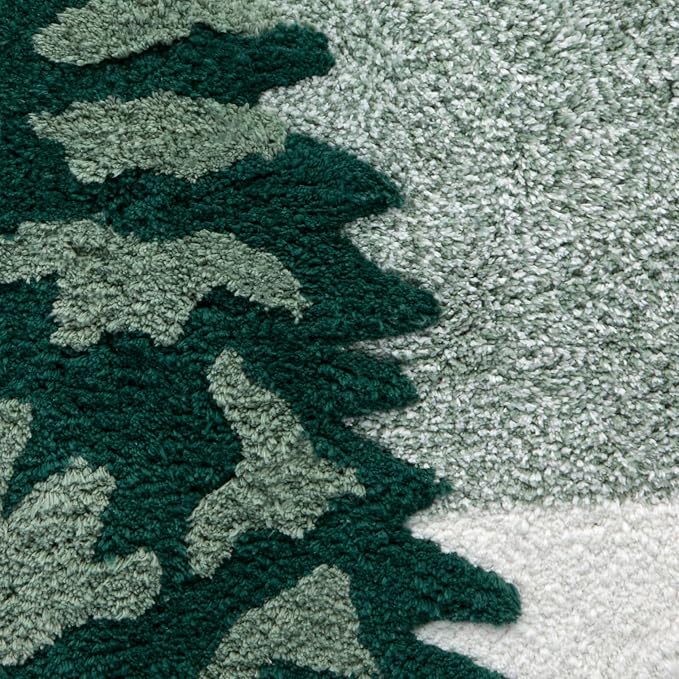 SKL Home Christmas Winter Pines Bath Rug, 25" x 25", Green | Ultra-plush & absorbent. Anti-slip Latex backing. Great for the bathroom, kitchen & lodge/cabin décor. Machine washable.