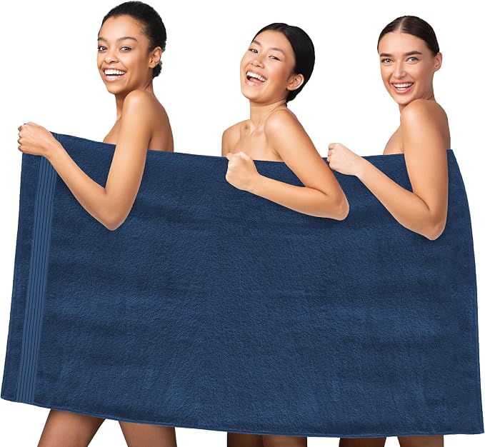 Elegant Comfort Premium Turkish Cotton 1 Piece Jumbo Bath Towel - 35 x 70 inch, Luxurious Hotel Spa Quality 100% Turkish Cotton Large Bath Towel - Highly Absorbent - Soft Bathroom Towel, Navy Blue