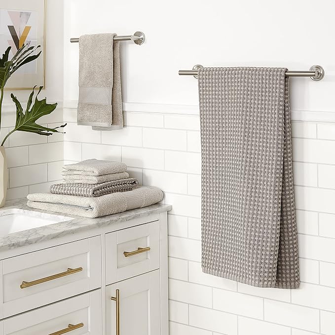 Modern Threads 6 Piece Cotton Bath Towel Set – Ultra Soft 600 GSM Towels – Bathroom Set with Hand Towels and Washcloths – Waffle (Charcoal)