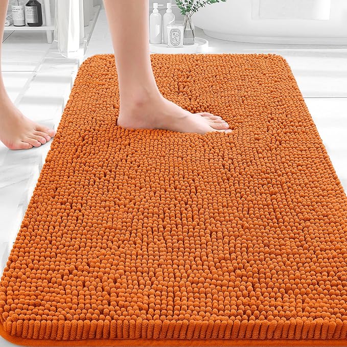 OLANLY Small Bathroom Rugs 30x18, Extra Soft Absorbent Chenille Bath Rugs | Clay, Quick-Drying Rubber Backing, Machine Washable Bath Mat for Bathroom Floor, Tub and Shower, Home Decor Accessories