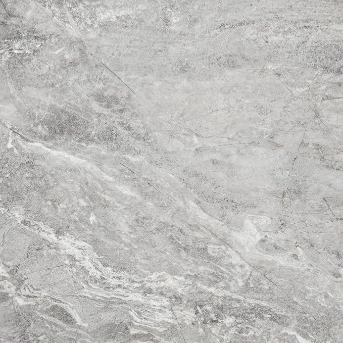Daltile Perpetuo 12" x 12" Marble Look Porcelain Floor Tile in Polished Eternal Grey for Kitchen, Bathroom, Living Room Floors | (13 PC Per Carton) (12.22 SQFT Per Carton)