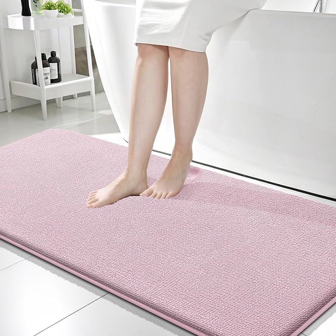 OLANLY Memory Foam Bathroom Runner Rugs 59x24, Long Bath Mats, Dusty Rose | Soft Quick Dry Bath Rugs, Non-Slip, Absorbent Machine Washable Mat for Bathroom Floor, Tub and Shower, Home Decor Accessories