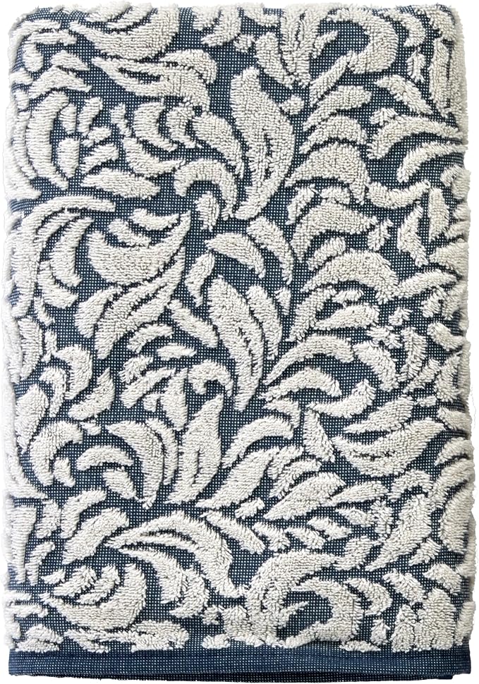 SKL Home Renan Bath Towel, 100% Turkish Cotton, Blue Oxford | 600 GSM weight. Spa-level quality. Soft & absorbent, textured jacquard.
