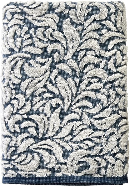SKL Home Renan Bath Towel, 100% Turkish Cotton, Blue Oxford | 600 GSM weight. Spa-level quality. Soft & absorbent, textured jacquard.