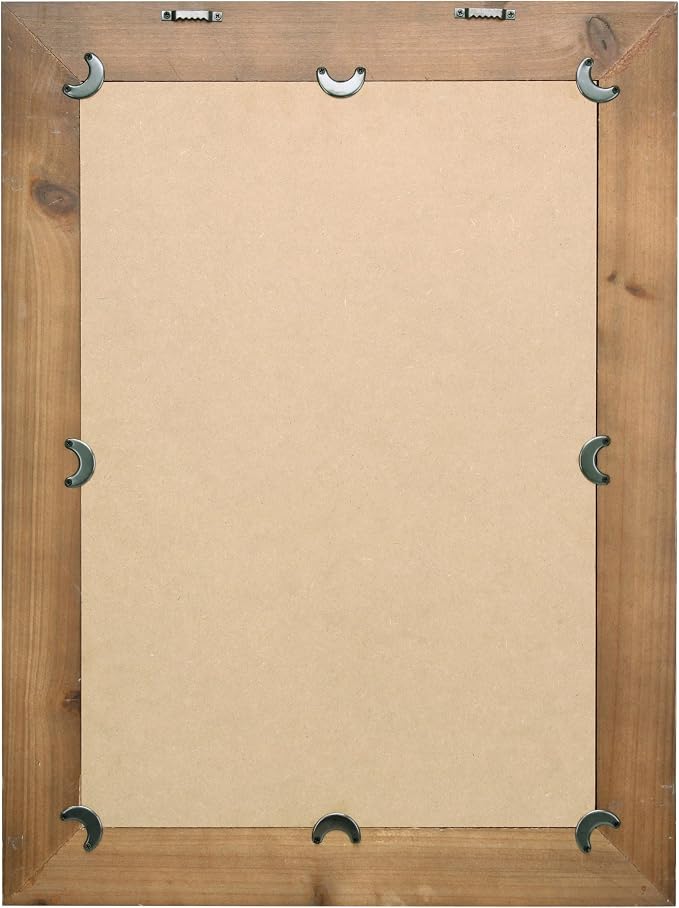 Stonebriar 24" x 18" Rectangle Natural Wood Frame Wall Mirror with Attached Hanging Brackets, Decorative Country Rustic Decor for the Living Room, Bedroom, Bathroom, Hallway, and Entryway
