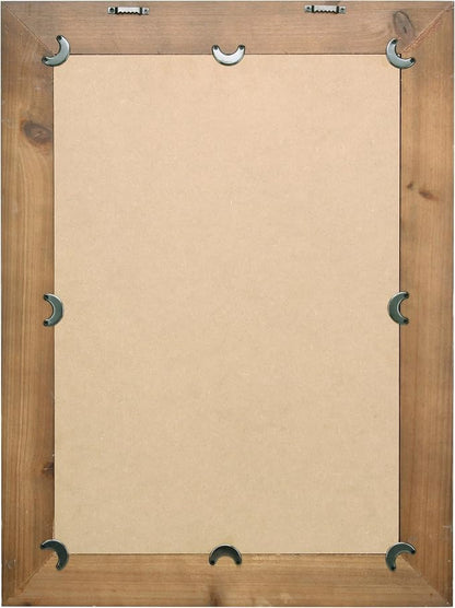 Stonebriar 24" x 18" Rectangle Natural Wood Frame Wall Mirror with Attached Hanging Brackets, Decorative Country Rustic Decor for the Living Room, Bedroom, Bathroom, Hallway, and Entryway