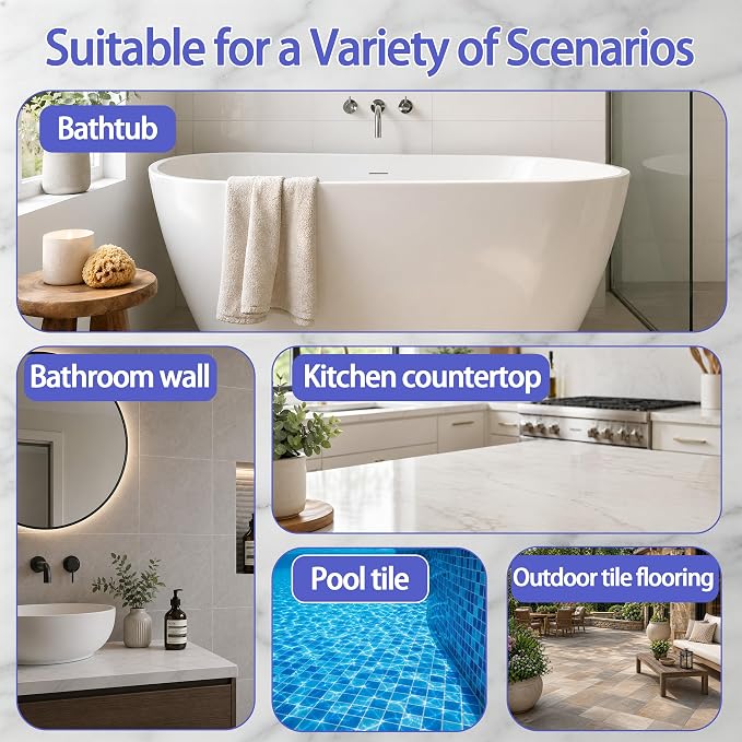 Oriflame Tile Paint: Tub & Tile Refinishing Kit 17.6oz with Tools - White Water Based Bathtub Sink Paint with Hardener - Low Odor for Bathroom Shower Kitchen Countertop Porcelain, 25-30sq.ft