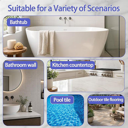 Oriflame Tile Paint: Tub & Tile Refinishing Kit 17.6oz with Tools - White Water Based Bathtub Sink Paint with Hardener - Low Odor for Bathroom Shower Kitchen Countertop Porcelain, 25-30sq.ft