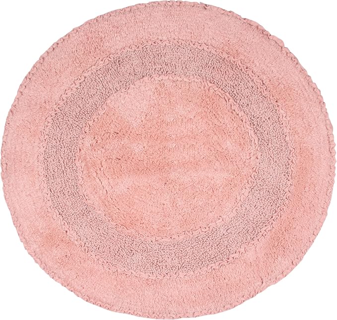 Home Weavers Radiant Collection 100% Cotton Bathroom Rugs Set, Bathroom Décor, Washable Rug, Extra Soft and Absorbent Bath Rug, Kitchen Mat, Bath Mat Set, Bath Floor Mat Non Slip, 30" Round, Pink