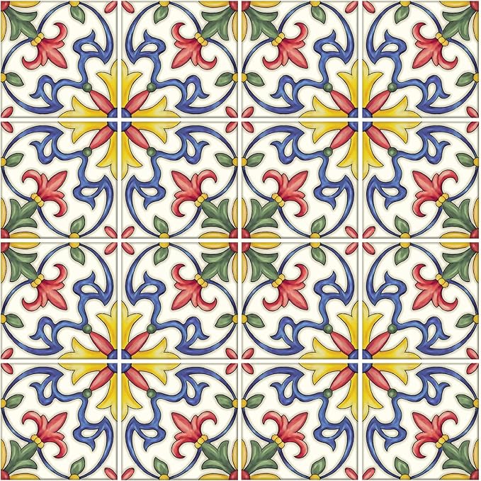In Home NH2365 Tuscan Tile Peel & Stick Backsplash Tiles, Standard, Multicolor